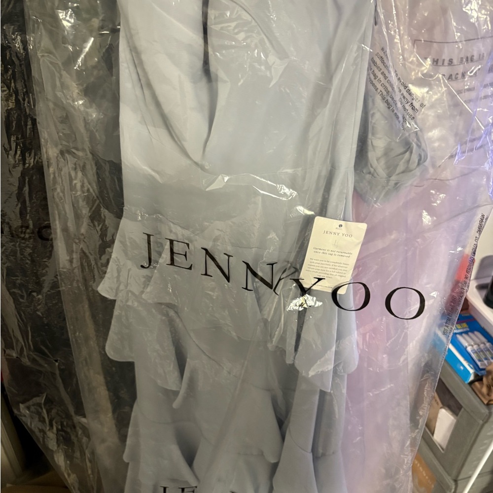 Jenny Yoo Soft Blue Layered Gown